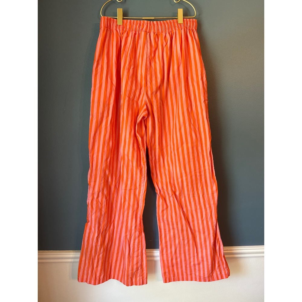 Susmies Collection Gabrielle Orange Pink Striped Wide Leg Pants Women Medium - Picture 3 of 6
